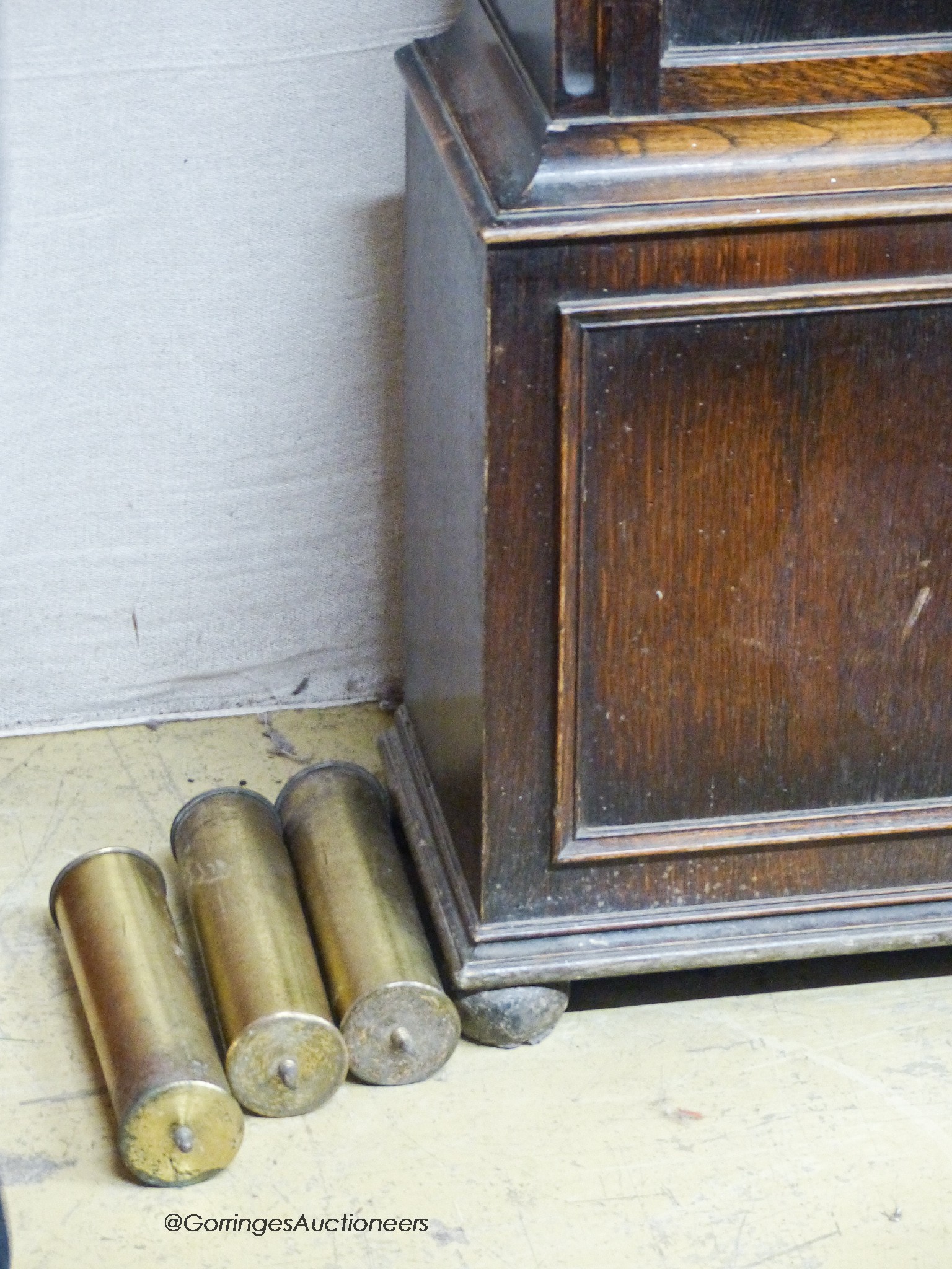 A 1920's oak longcase clock, height 193cm